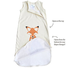 Load image into Gallery viewer, Cozy Basics Sleep Bag Natural / Foxes Open 2-way Zipper