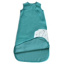 Load image into Gallery viewer, Cozy Basics Sleep Bag Aqua / Elephants Botton Zipper Open