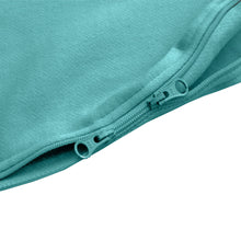 Load image into Gallery viewer, Cozy Basics Sleep Bag Aqua / Elephants Close-up of zipper