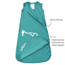 Load image into Gallery viewer, Cozy Basics Sleep Bag Aqua / Giraffes Open 2-way Zipper