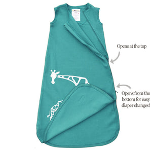 Cozy Basics Sleep Bag Aqua / Giraffes Open 2-way Zipper