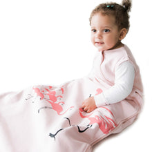 Load image into Gallery viewer, Cozy Basics Sleep Bag Pink / Flamingos Toddler Sitting