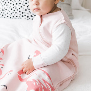 Cozy Basics Sleep Bag Pink / Flamingos Toddler sitting