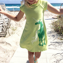 Load image into Gallery viewer, Girl at beach wearing Dress Emerald / Unicorn Lifestyle