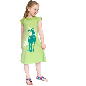 Girl wearing Emerald / Unicorn Dress