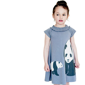 Girl wearing Grey / Pandas Dress