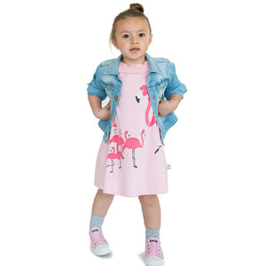 Dress Pink / Flamingos with jean jacket Lifestyle