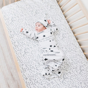Infant in crib wearing Gown and Cap Set White / Well Noted